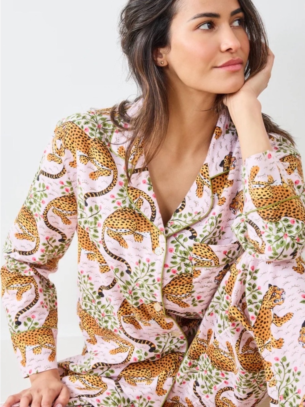 EUC: Printfresh Bagheera Leopard Print Pajama Set in Blush and Gold, 100% cotton - Picture 3 of 8